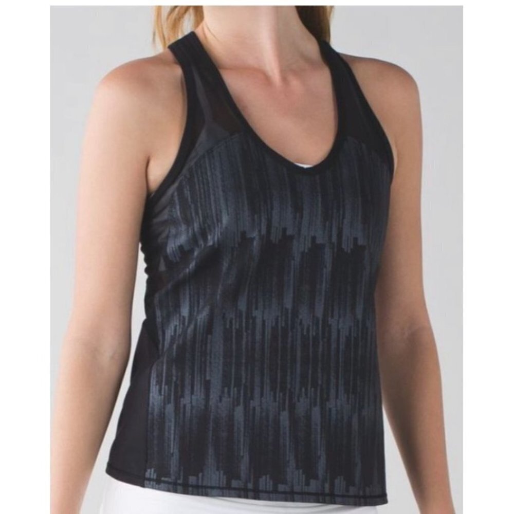 Lululemon Black & Gray Ace Mesh Racerback Tank . Tag missing, measures as 6